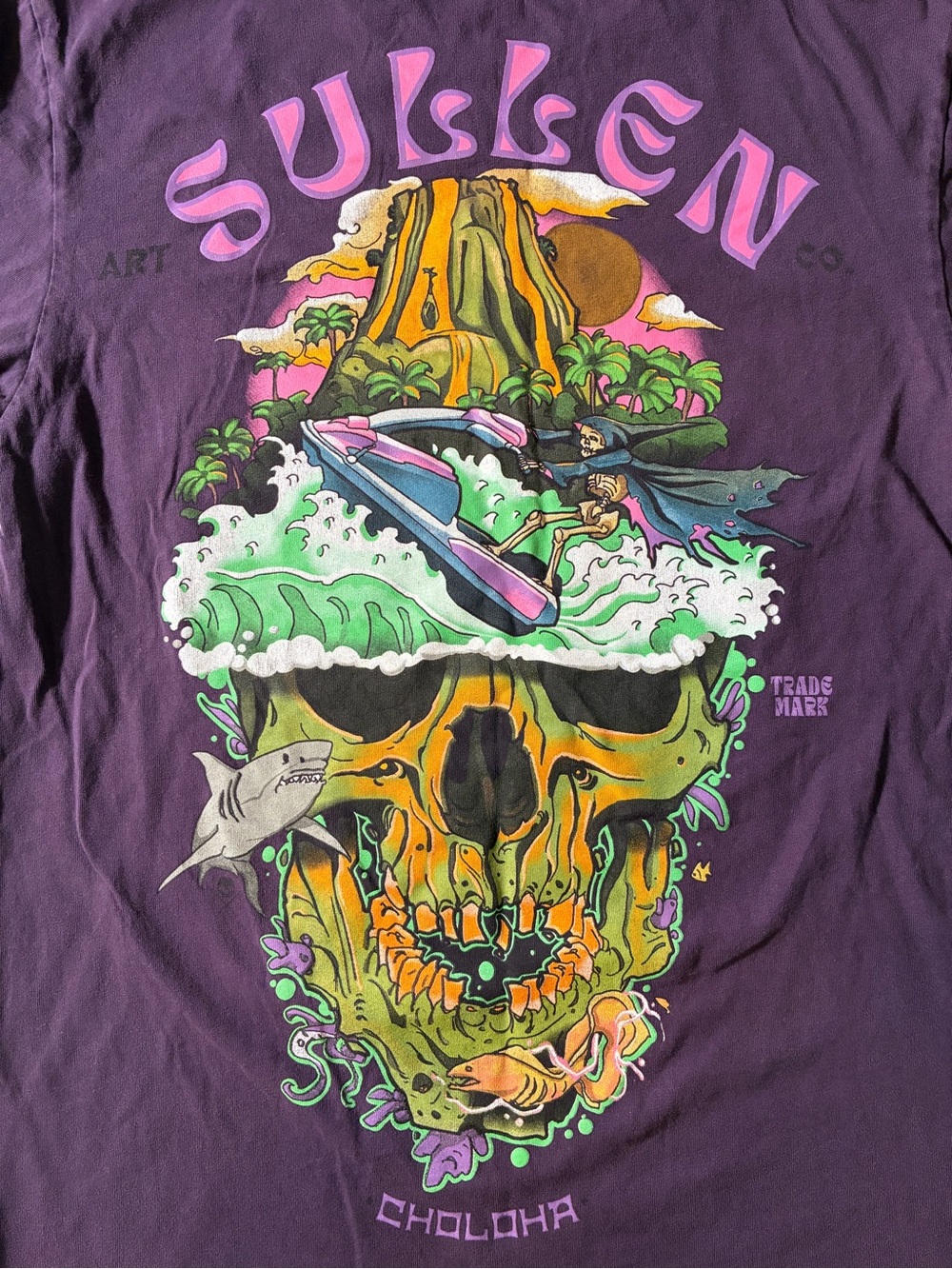 Sullen Art Collective Choloha Skull Tee Purple Sz M